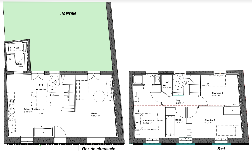 Superbe villa individuelle 4 pièces (3 chambres) et son grand jardin (coupé sur le plan) en plein coeur d'Oullins et à deux pas du métro B ! Produit rare à la vente à Oullins centre, à saisir rapidement.