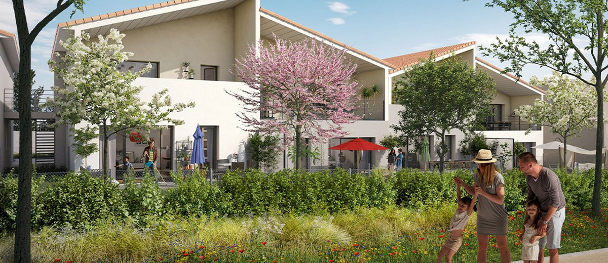 Programme immobilier neuf situé à Villefranche-sur-Saône, à proximité immédiate du Parc Vermorel et rendant ainsi possible des sorties quotidiennes dans un cadre verdoyant et apaisant pendant le confinement pour cause de COVID-19